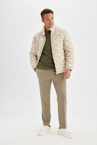 DeFacto Quilted Slim Fit down Jacket - Stand Collar with Zipper and Pocket D1234Ax24Wn