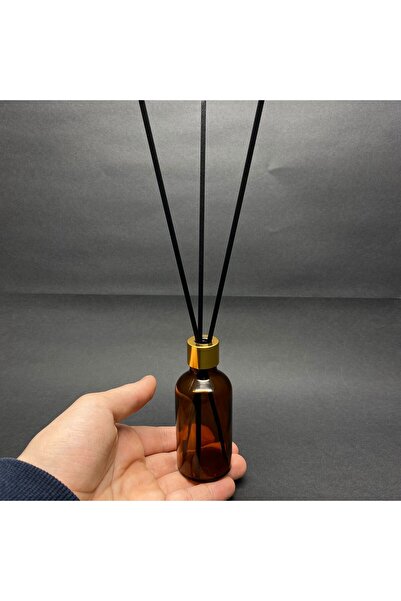 junibeliw Uzun Amber Cam Şişe Gold Kapaklı Fiber Çubuklu BOŞ Oda Kokusu Şişes...
