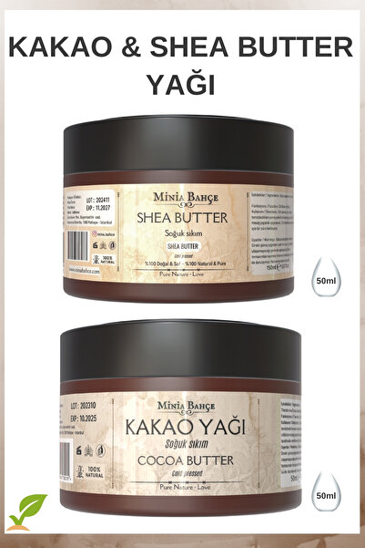Minia Bahçe Bitki ve Sanat Atölyesi Soğuk Sıkım Shea Butter Ve Kakao Yağı, %1...