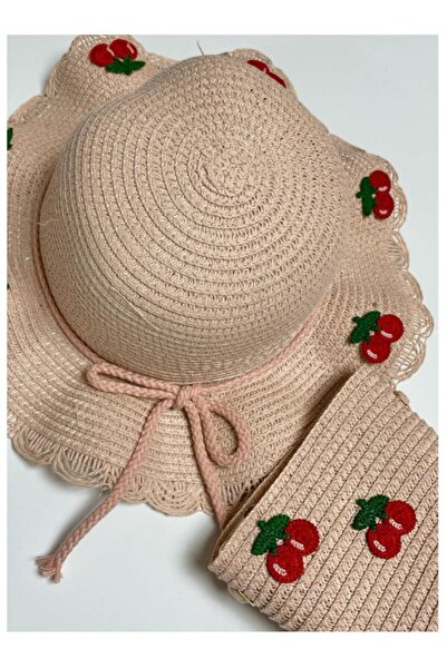 Nilbutik طقم قبعة وحقيبة من القش الملون للفتيات مكون من قطعتين