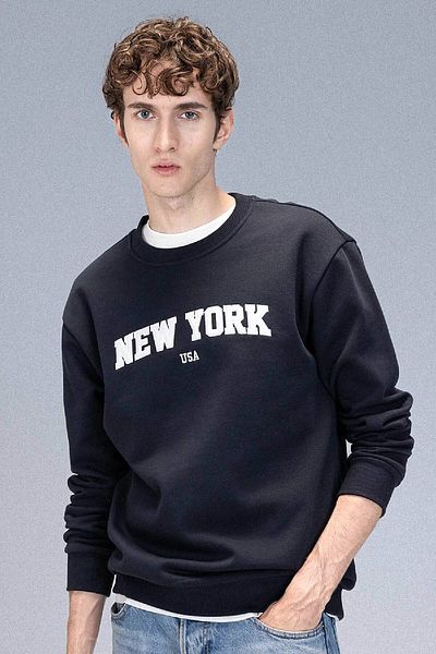 DeFacto Χοντρό φούτερ με στάμπα Relax Fit Crew Neck D2163ax24au