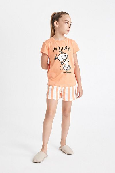 DeFacto Girl's Pajama Set Snoopy Short Sleeve Top Shorts D1427A824Sm