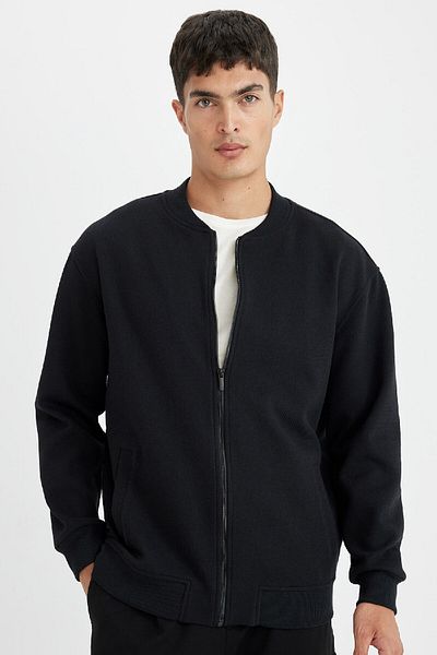 DeFacto College Collar Zipped Relax Fit Double Pocket Seasonal Bomber Cardigan - D2605Ax24Au