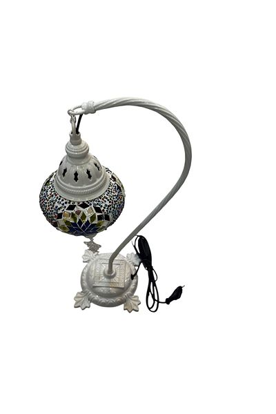 seymenbıçakçılık Ottoman Turkish Mosaic Lamp Model 15 Swan Neck Table Lamp