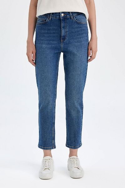 DeFacto Mary Vintage, cu talie înaltă, cu tăiere la capătul piciorului, pantaloni de jeans spălați până la gleznă C7366ax24au