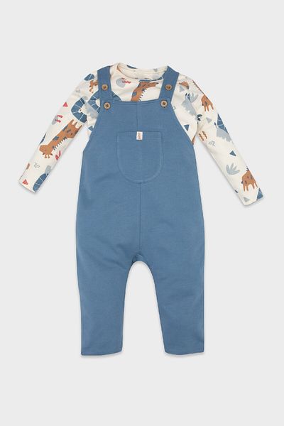 DeFacto Baby Boy 2Pcs Safari Theme Long Sleeve T-Shirt Top & Adjustable Salopet D2582A524Au