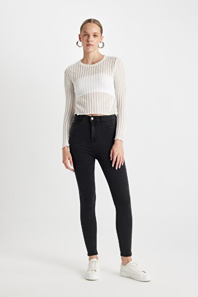 DeFacto Jegging Yüksek Bel Bilek Boy Dar Paça Basic Düz Jean Pantolon B7498ax24au
