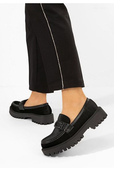 B T Shoes Mocasini cu talpa groasa Angelita negri