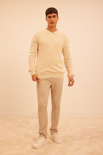 DeFacto Standard Fit Polo Neck Basic Plain Knitwear Sweater D3218Ax24Wn