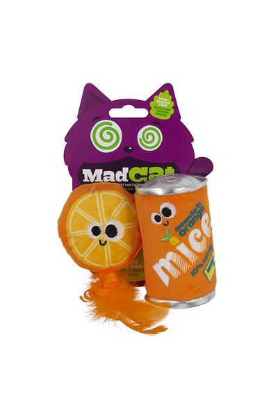 MadCat Mad Cat Orange Mice Soda Cat Grass and Matatabili 2-Piece Cat Toy