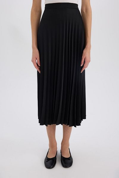 DeFacto Fusta maxi din satin, cu talie înaltă, plisată, de bază, D2871AX24AU