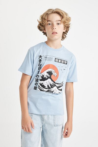 DeFacto Tricou cu mânecă scurtă pentru băiat, cu decolteu, D2421a824hs