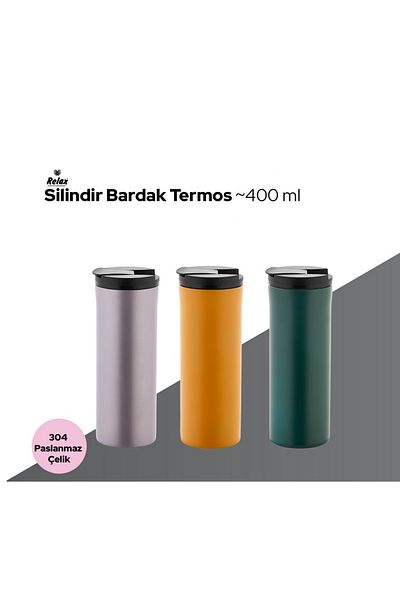 Relax Ss Thermos Mug 400 ml Stainless Steel Thermos Flattened Model