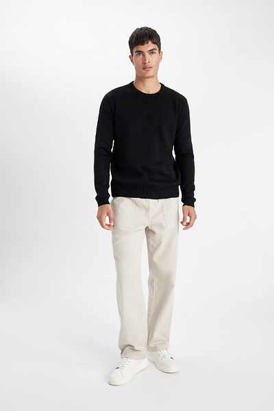 DeFacto Standard Fit Normal Cut Crew Neck Basic Plain Knitwear Sweater D1967Ax24Au