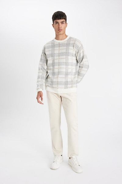 DeFacto Relax Fit Crew Neck Patterned Knitwear Sweater Y0619Az24Au