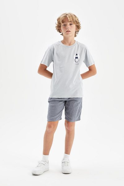 DeFacto Boy's Short Sleeve Printed T-Shirt - Crew Neck D2236A824HS