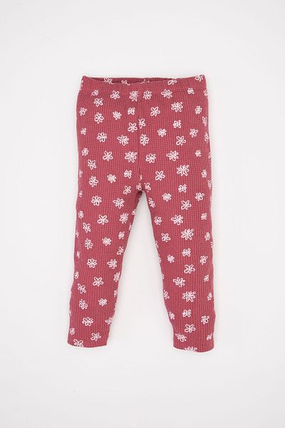 DeFacto Baby Girl 2 Piece Set Floral Long Sleeve T-Shirt Top Waist Elastic Waffle Long Leggings D2861A524Au