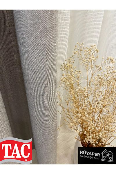 Taç Dream Stone Color - Linen 1/3 Sik Pleat Background Curtain