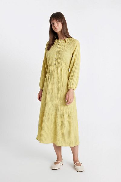 DeFacto Φόρεμα Muslin Relax Fit Crew Neck - Μακρυμάνικο D0570ax24hs