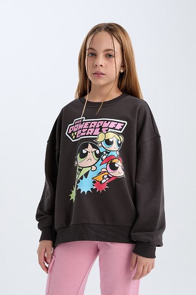 DeFacto Girl's Powerpuff Girls Oversize Wide Fit Crew Neck Sweatshirt D2823A824Wn