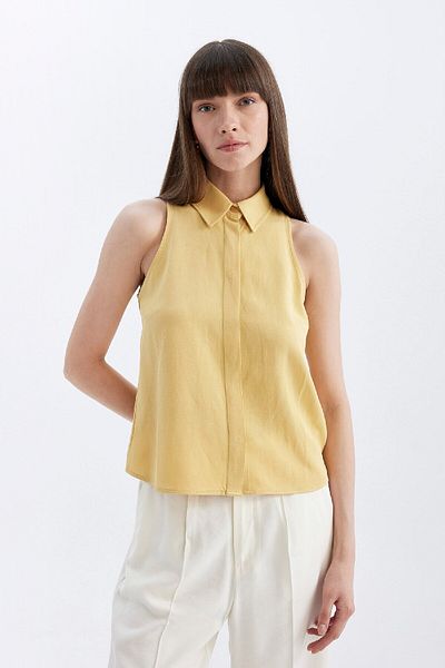 DeFacto Tanktop aus Leinenmischung mit normaler Passform – Hemdkragen D2952AX24SM