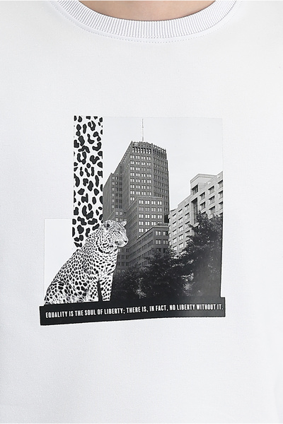 Kiğılı Hanorac din bumbac imprimat cu decolteu rotund