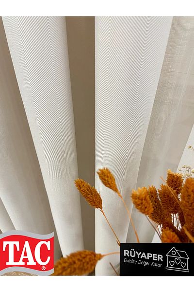 Taç Dreamper Cream Color - Linen 1/3 Sik Pleat Background Curtain