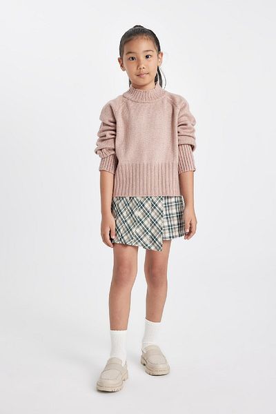 DeFacto Girl's Beige Standard Fit Crew Neck Knitwear Sweater C9553A824Au
