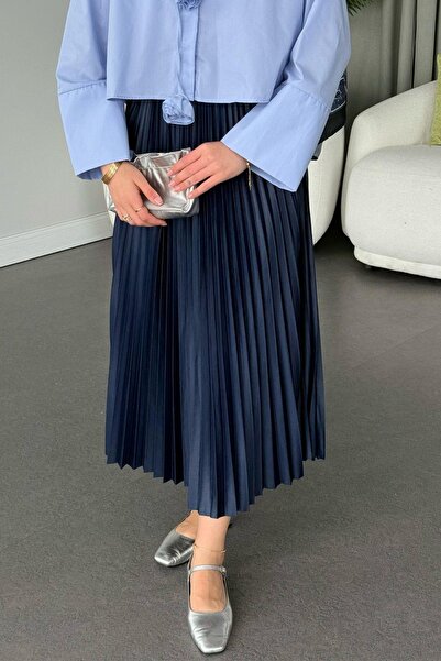 Hazamoda Piliseli Etek Lacivert