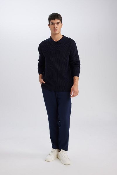 DeFacto Standard Fit Polo Neck Basic Plain Knitwear Sweater D3218Ax24Wn