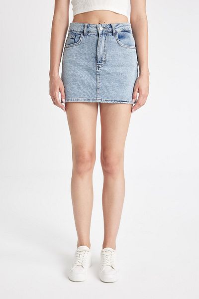 DeFacto Jean Shorts Φούστα - Κανονική μέση D2114ax24hs
