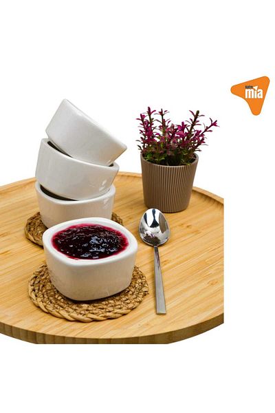 KATREMİA Bowl Sauce Bowl Jam Bowl Snack Bowl Magnolia 8 cm (4 Pcs) Porcelain Presentation Set