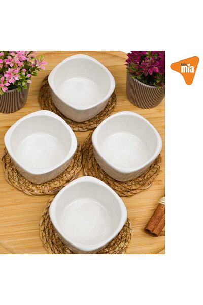 KATREMİA Bowl Sauce Bowl Jam Bowl Snack Bowl Magnolia 8 cm (4 Pcs) Porcelain Presentation Set