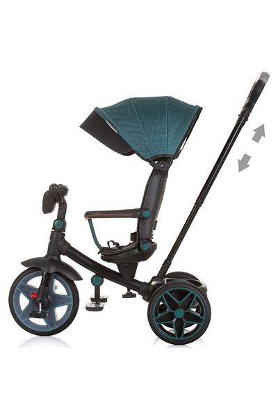OEM Chipolino Derby teal tricycle with handle for children, canopy and reversible seat
