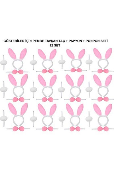 shop Pink Rabbit Costume Set – Crown, Bow Tie, Pompom (Pack of 12)