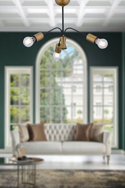 Step Aydınlatma Piena 3-Arm Black Antique Light Bulb Living Room Bedroom Gnç Room Chandelier