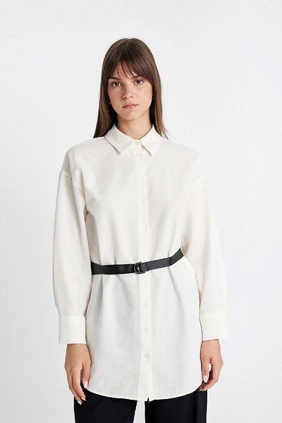 DeFacto Relax Fit Linen Tunic - Long Sleeve, Mixed D1346AX24HS