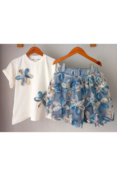 SANTRALBEBE Costum cu fustă florală colorată pentru fete