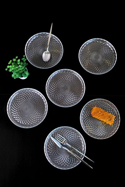 tabakevi 16cm Straw Sensu Glass Cake Plate Plain 6 Li 2492