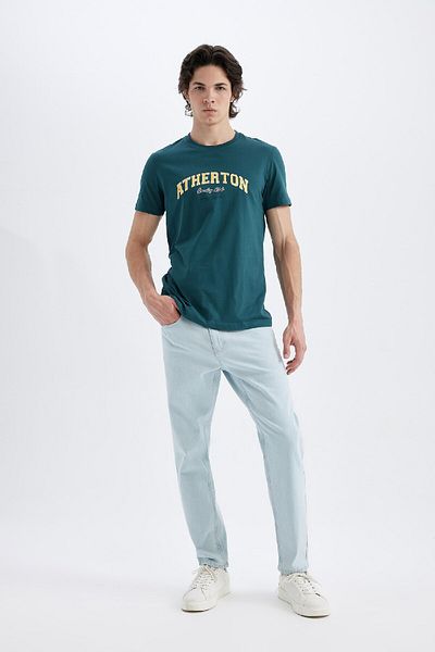DeFacto Slim Fit Slim Fit Crew Neck εμπριμέ κοντομάνικο μπλουζάκι C5674ax24hs