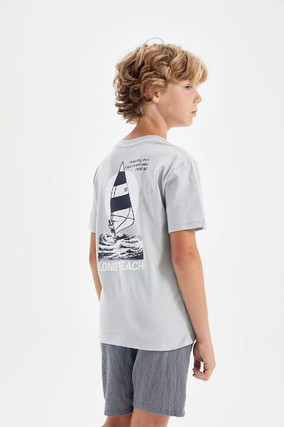 DeFacto Boy's Short Sleeve Printed T-Shirt - Crew Neck D2236A824HS