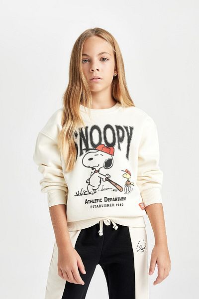 DeFacto Κοριτσίστικο φούτερ Snoopy Oversize Wide Fit Crew Neck D2824a824wn