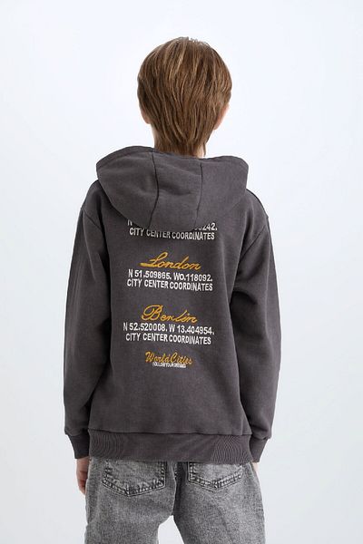 DeFacto Boy's Hooded Back Printed Sweatshirt D3060A824Wn