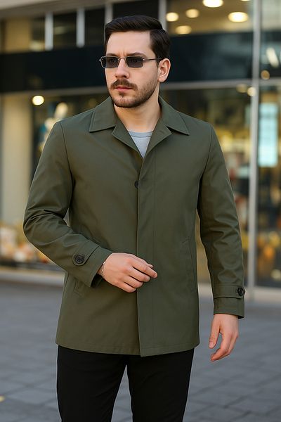 gm giyimarket Men's Classic Collar Quilted Water Repellent Trench Coat