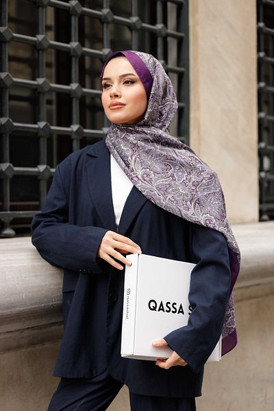 QASSA SHAL Purple Ethnic Pattern Soft Shawl, Larisa Series