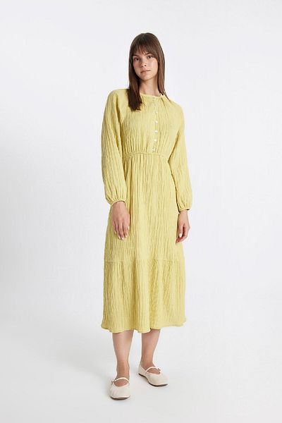 DeFacto Φόρεμα Muslin Relax Fit Crew Neck - Μακρυμάνικο D0570ax24hs