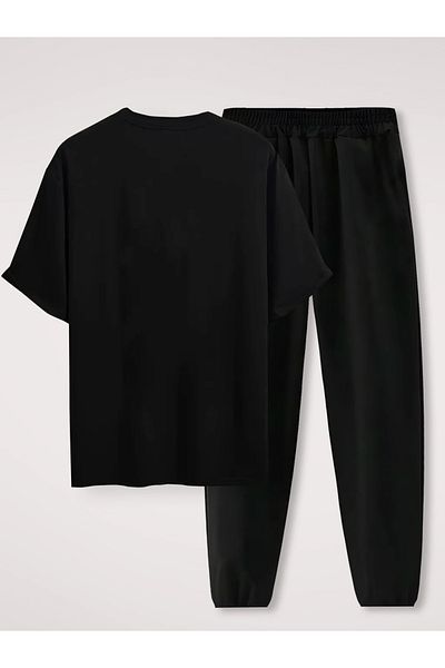 PENTHİLUS Men's and Juniors 2-Piece Set, Comfortable Wolf Print T-Shirt and Joggers, 95% Polyester