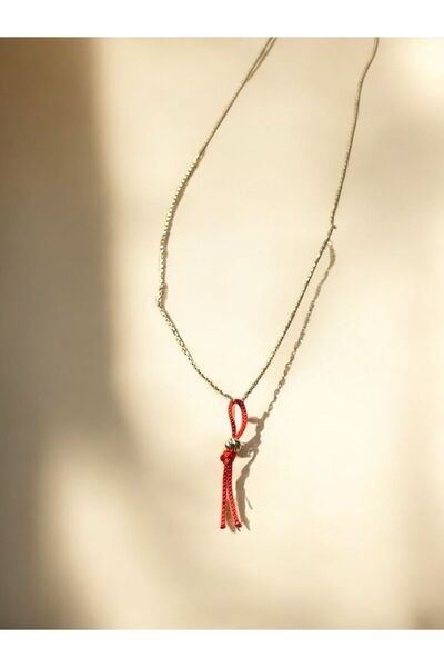Altıncık 14 Ayar Altın Kırmızı İpli Dilek Kolye Ucu Charm