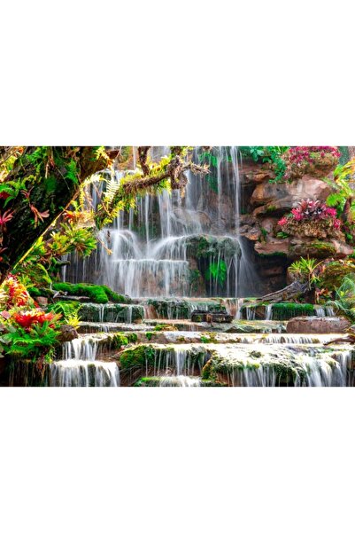 Zumzeria Tablou Canvas Motion Waterfall On Stone In Beautiful Nature, 80x50cm, tabloucanvas411, Zumzeria ®