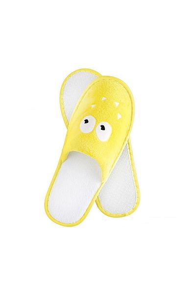 OEM Hotel Slippers for Children, Yellow and White Color, with Pattern, EVA Sole, Size 36